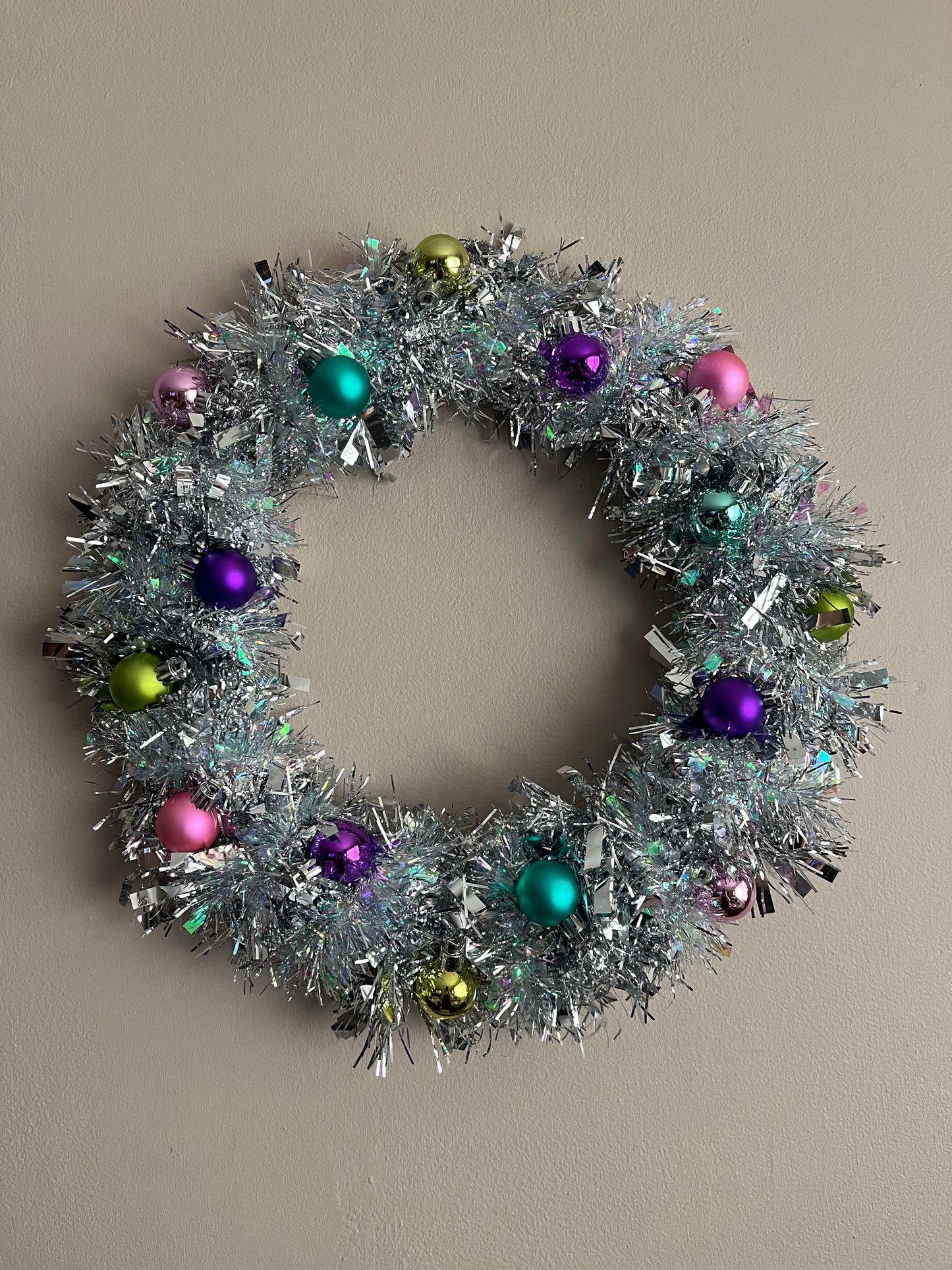 Handmade Bright Tinsel Christmas Wreath | Bright Vintage inspired | Christmas Decor
