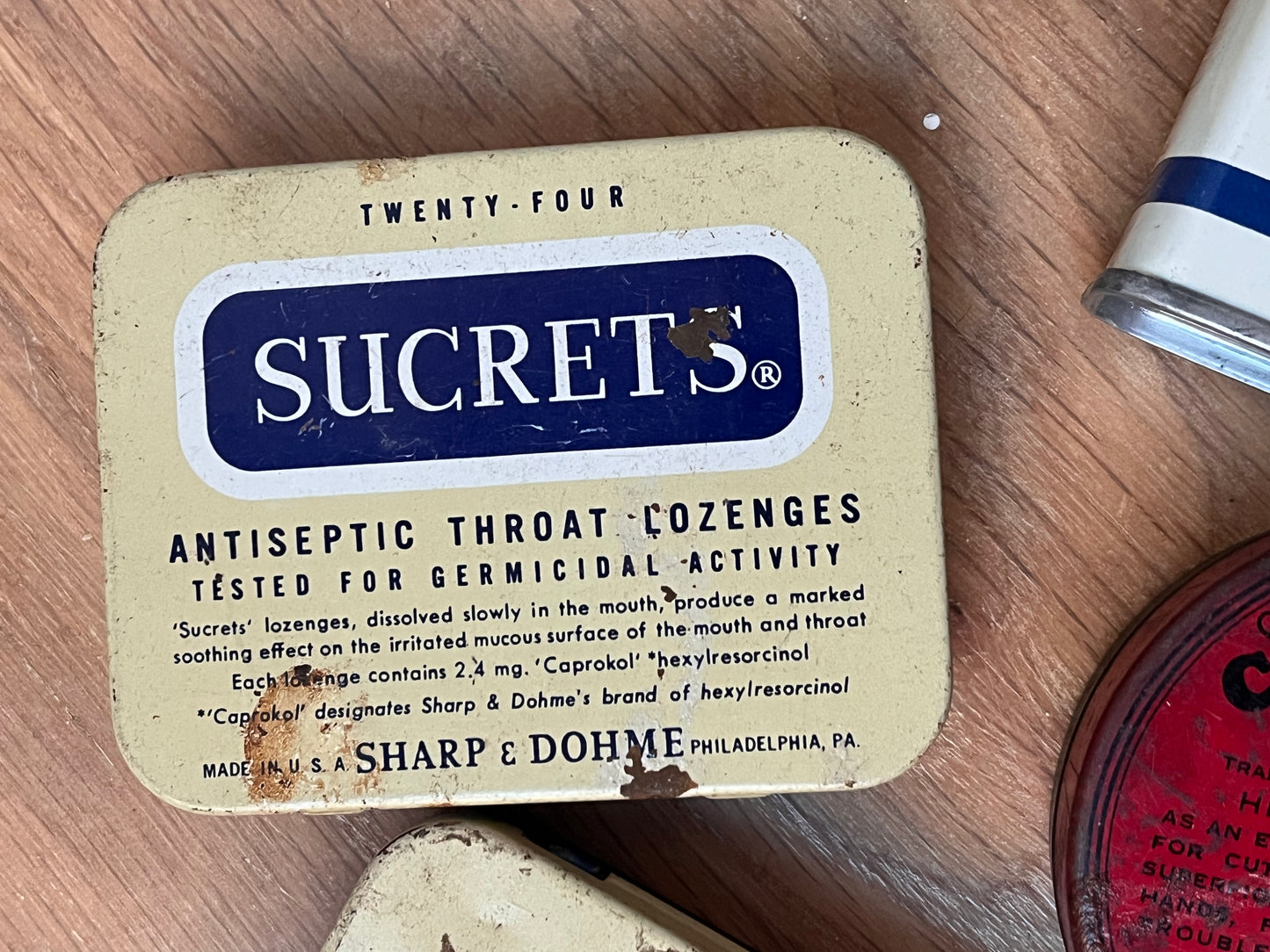 Vintage SUCRETS Antiseptic Throat Lozenges Advertising Tins