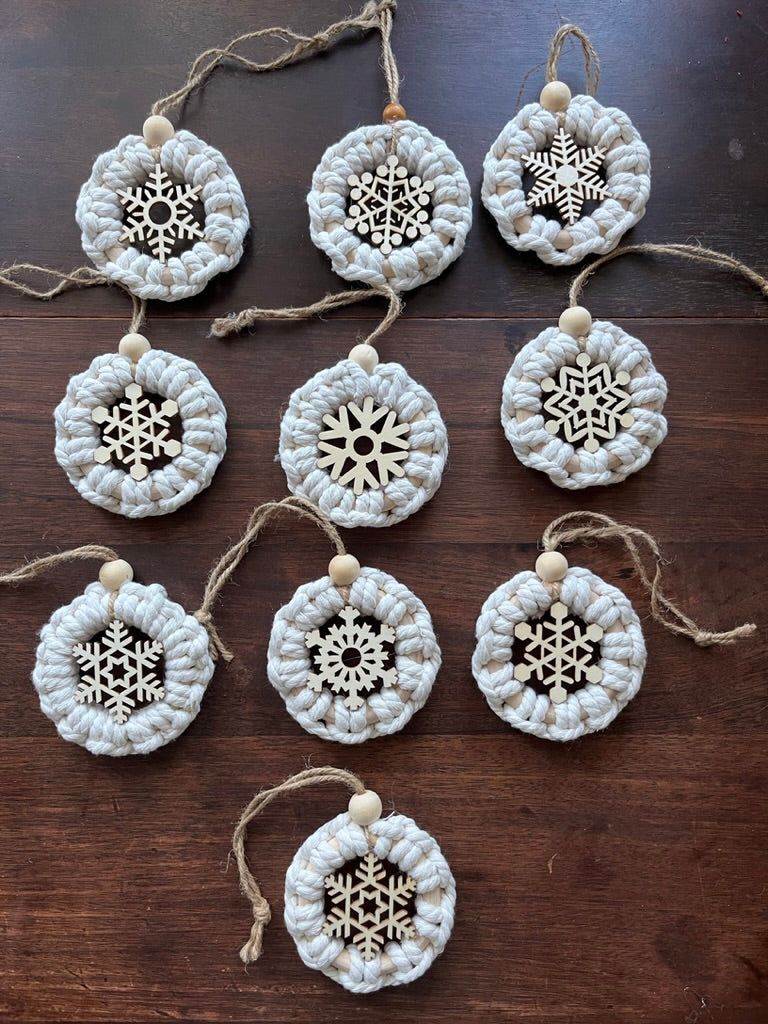 Handmade Snowflake Macrame Ornament | Christmas Ornament | Gift Charm