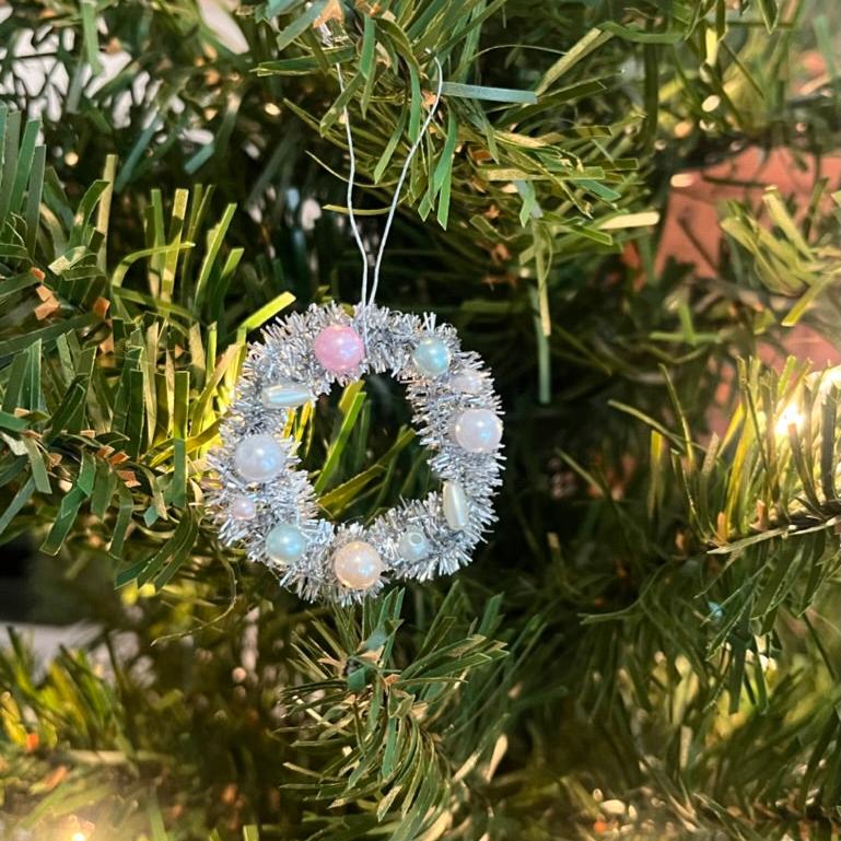 Handmade Mini Tinsel Wreath Ornaments | Set of 4