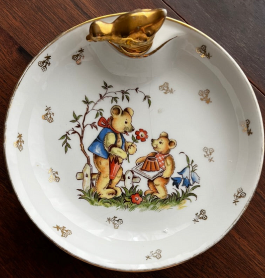 Vintage French, Porcelain, Children's Warming Bowl