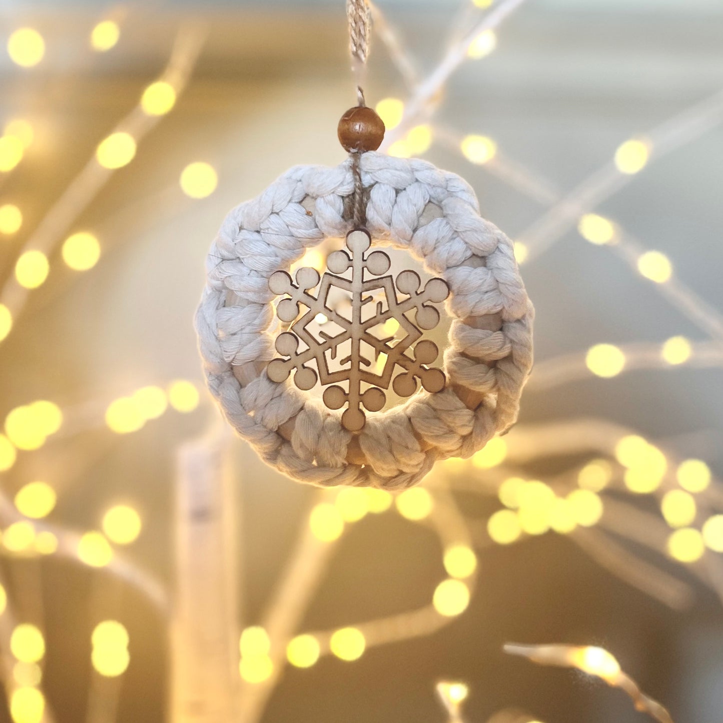 Handmade Snowflake Macrame Ornament | Christmas Ornament | Gift Charm