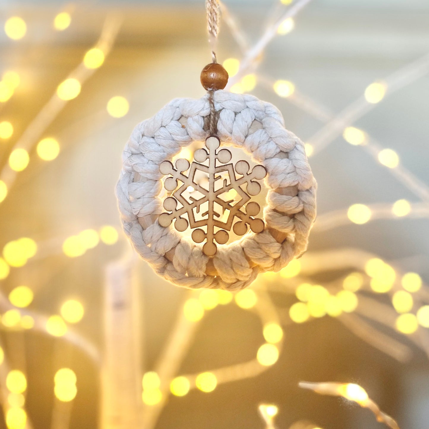 Handmade Snowflake Macrame Ornament | Christmas Ornament | Gift Charm