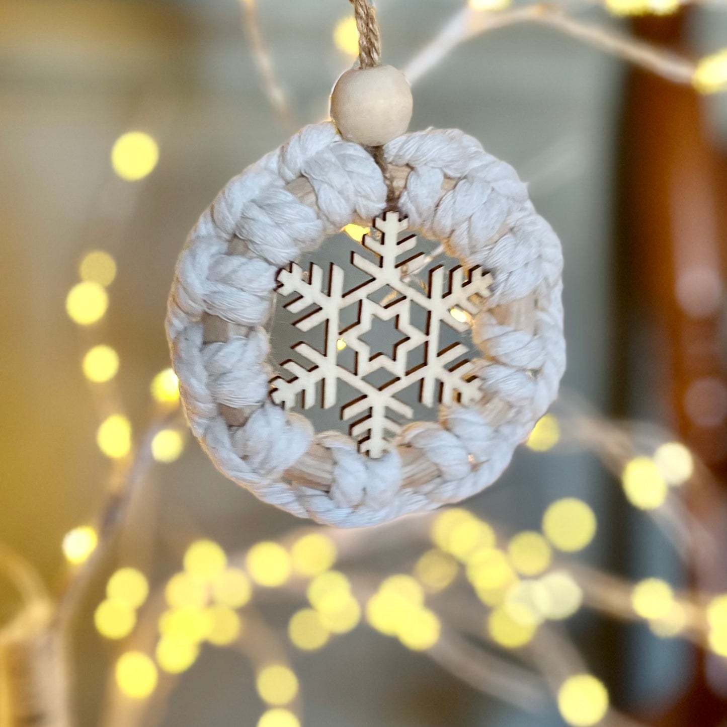 Handmade Snowflake Macrame Ornament | Christmas Ornament | Gift Charm