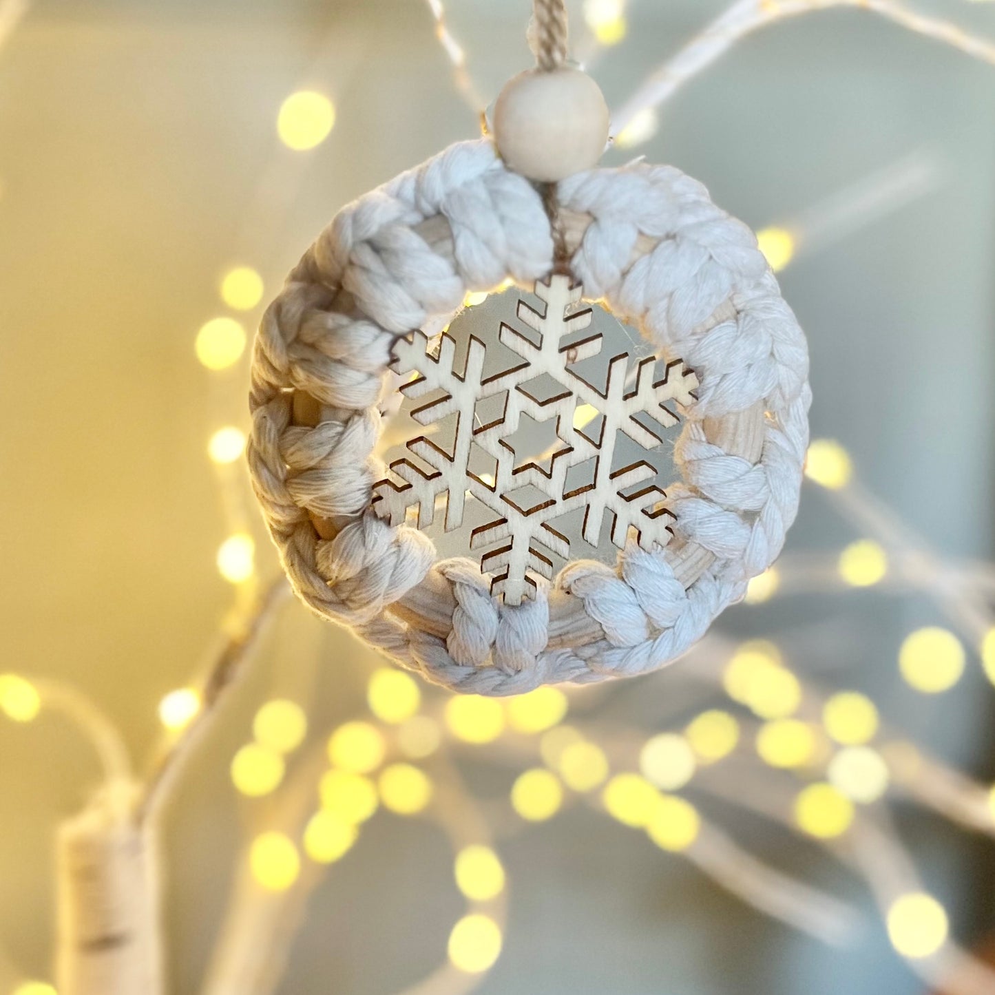 Handmade Snowflake Macrame Ornament | Christmas Ornament | Gift Charm