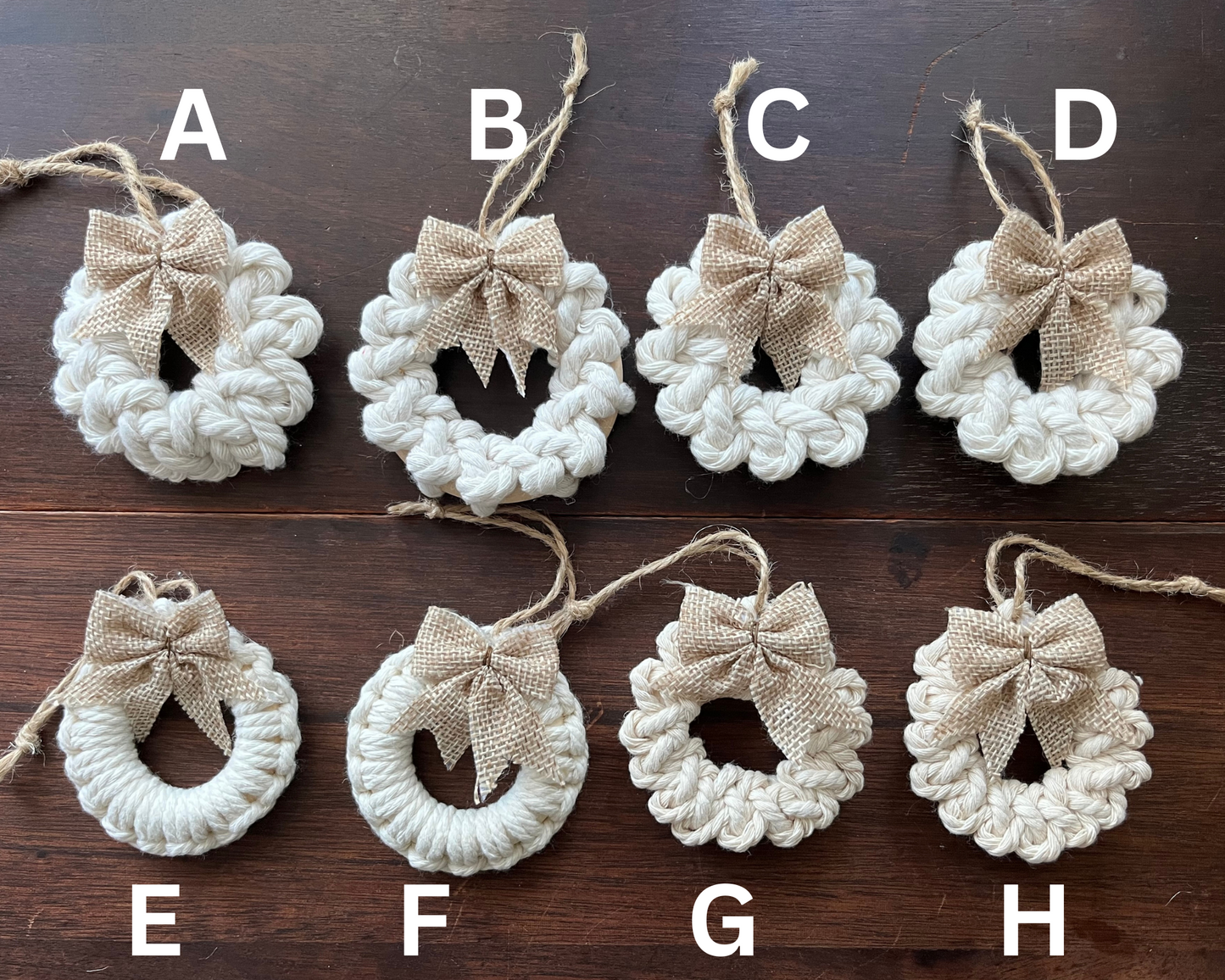 Handmade Macrame Ornament with Burlap Bow Accent | Christmas Ornament | Gift Tag