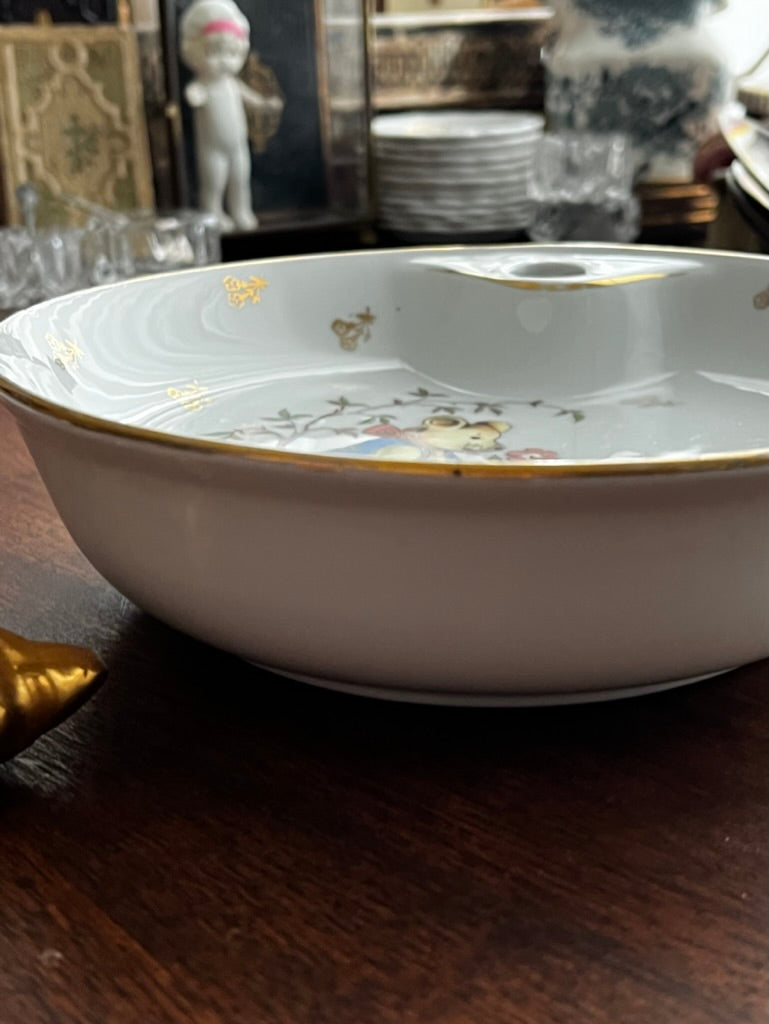 Vintage French, Porcelain, Children's Warming Bowl