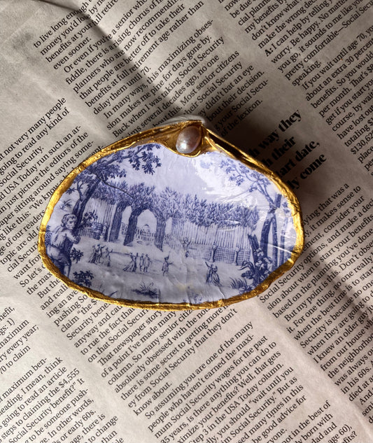 Handmade Decoupage Seashell Trinket Tray | Jewelry Dish | Ring Dish