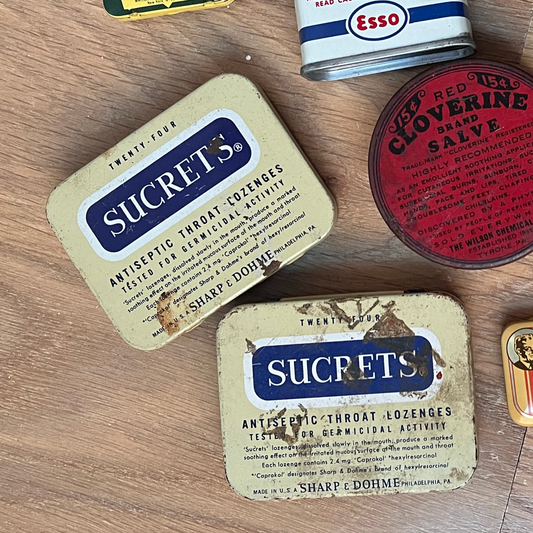 Vintage SUCRETS Antiseptic Throat Lozenges Advertising Tins