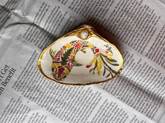 Handmade Decoupage Seashell Trinket Tray | Jewelry Dish | Ring Dish