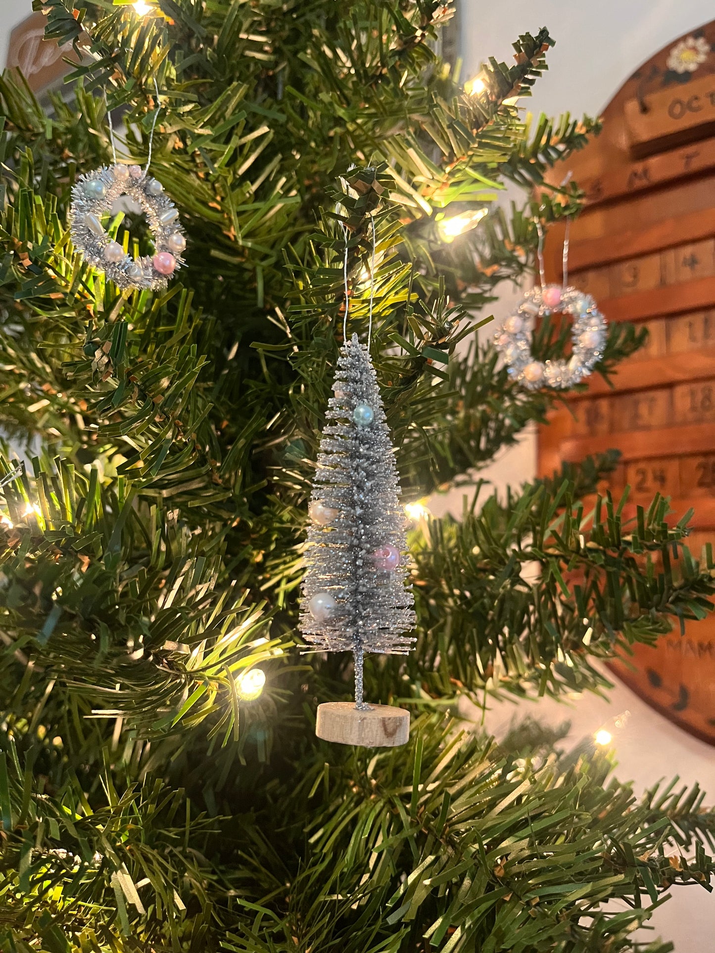 Glitter Christmas Tree Ornaments | Set of 2