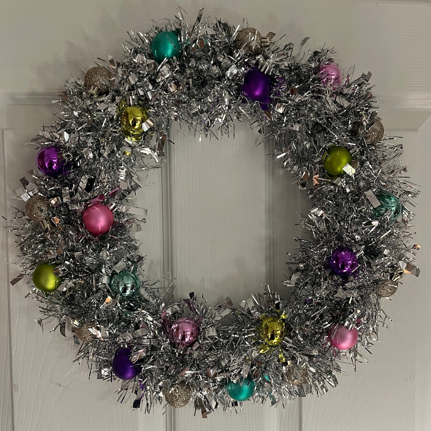 Handmade Bright Tinsel Christmas Wreath | Bright Vintage inspired | Christmas Decor
