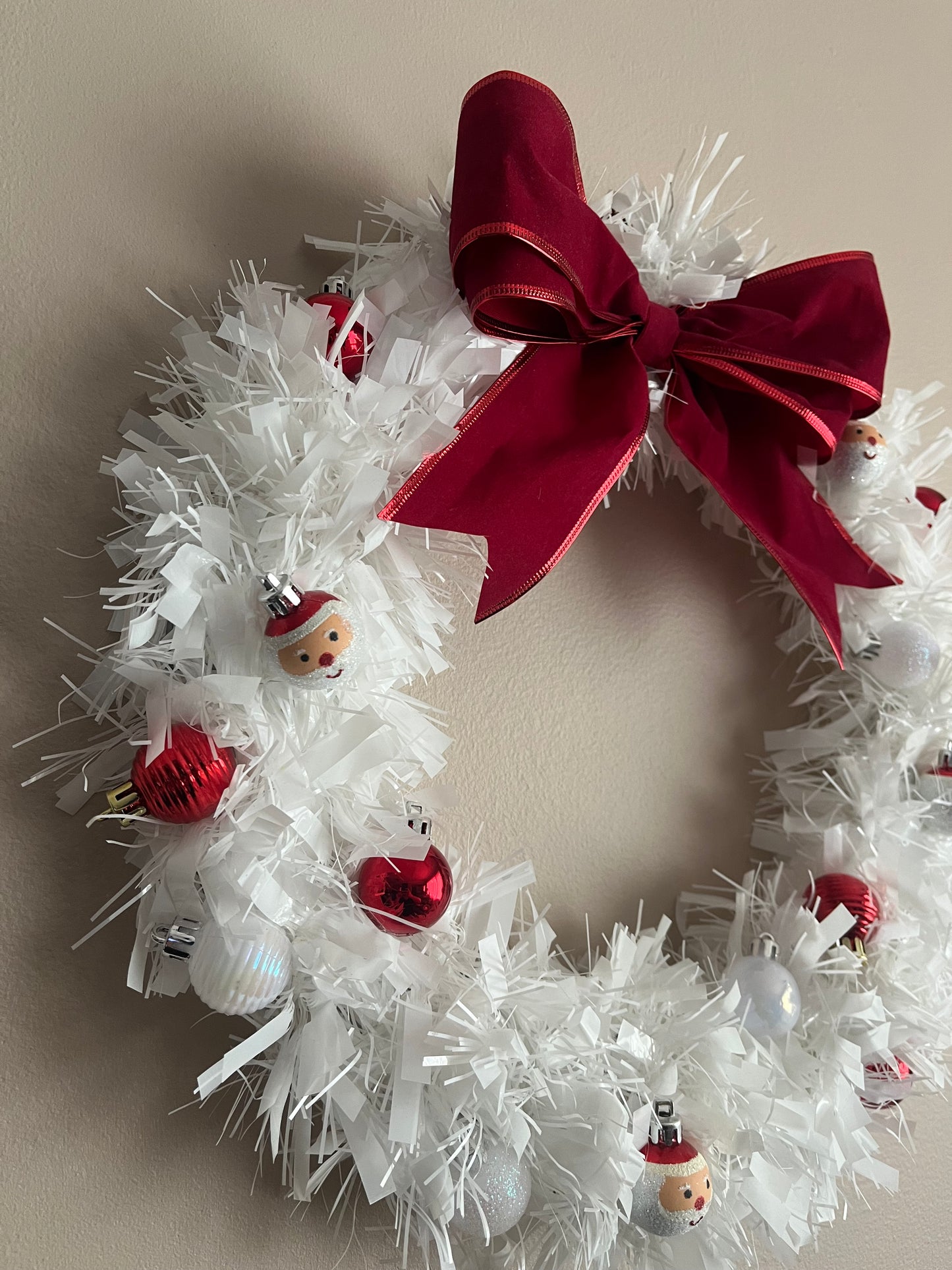 Handmade Santa Tinsel Christmas Wreath | Santa Claus | Christmas Decor