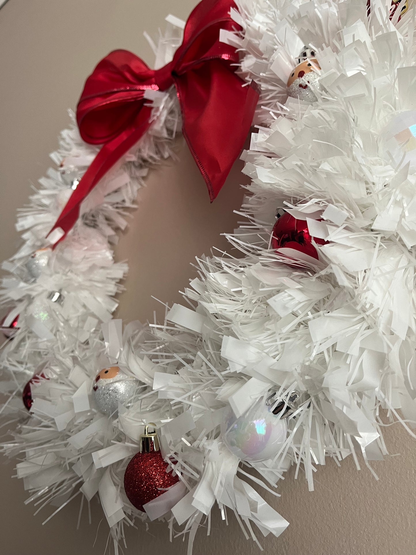 Handmade Santa Tinsel Christmas Wreath | Santa Claus | Christmas Decor