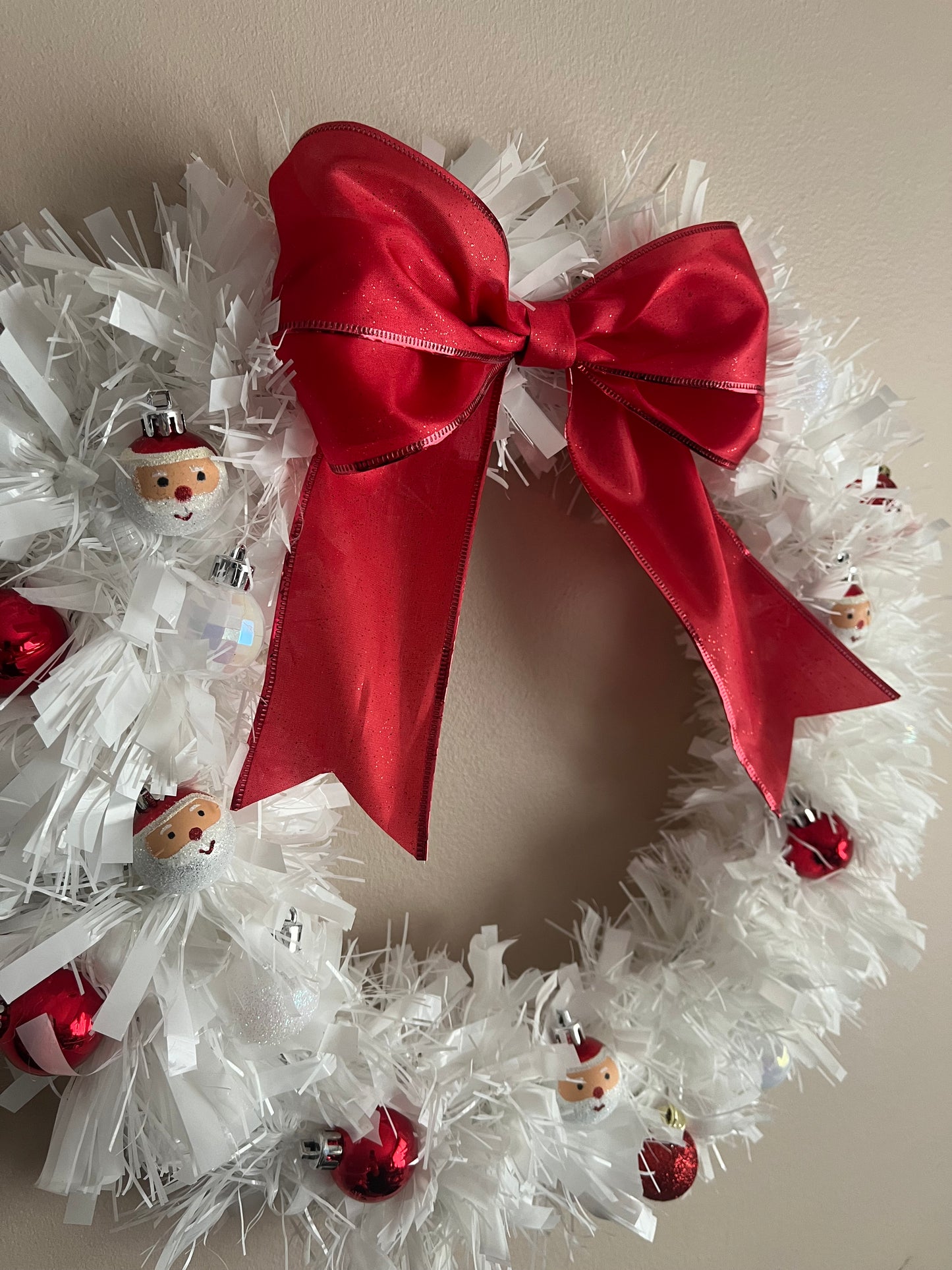 Handmade Santa Tinsel Christmas Wreath | Santa Claus | Christmas Decor