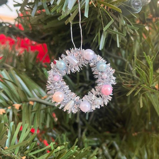 Handmade Mini Tinsel Wreath Ornaments | Set of 4