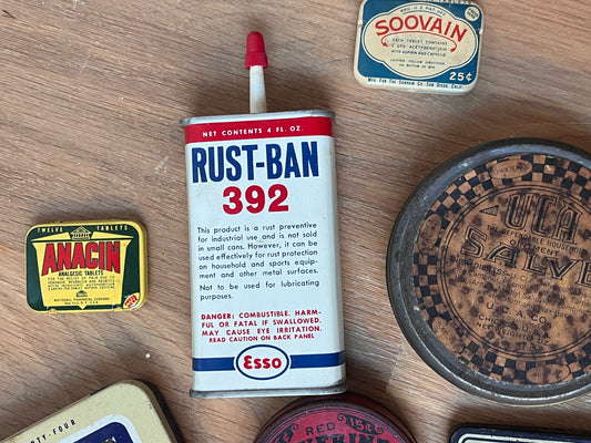 Vintage RUST-BAN 392 Esso Litho Advertising Metal Empty Container