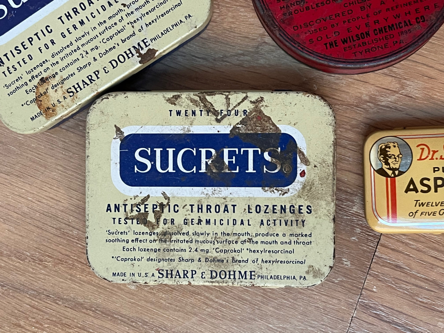 Vintage SUCRETS Antiseptic Throat Lozenges Advertising Tins