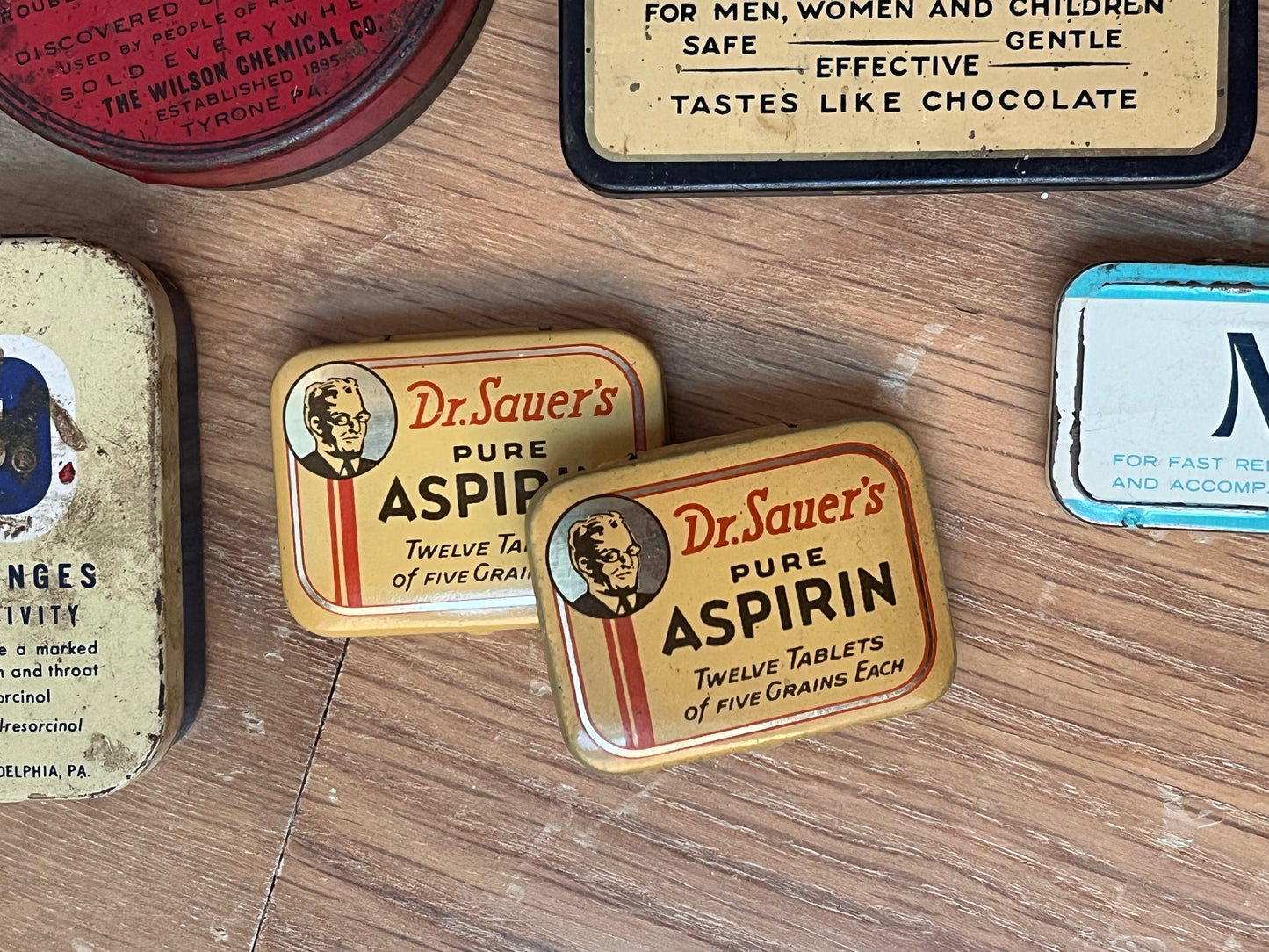 Vintage DR. SAUER'S PURE ASPIRIN Advertising Tins