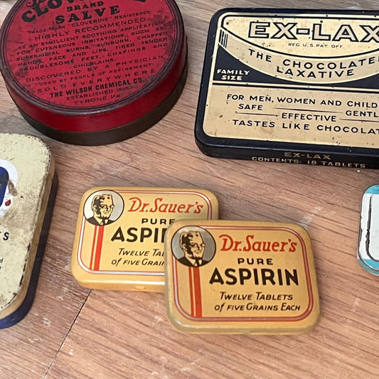 Vintage DR. SAUER'S PURE ASPIRIN Advertising Tins