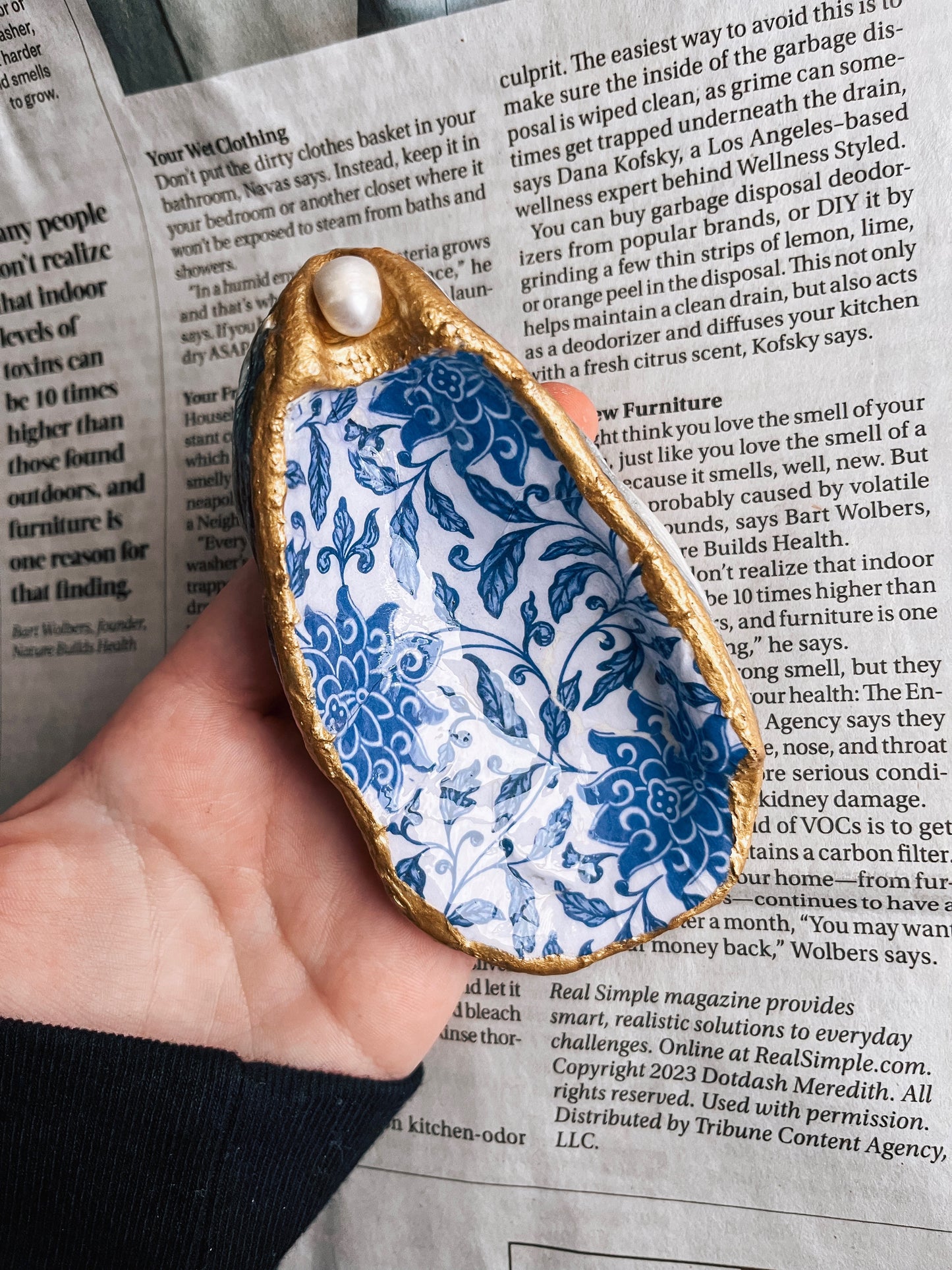 Handmade Decoupage Oyster Shell Trinket Tray | Jewelry Dish | Ring Dish