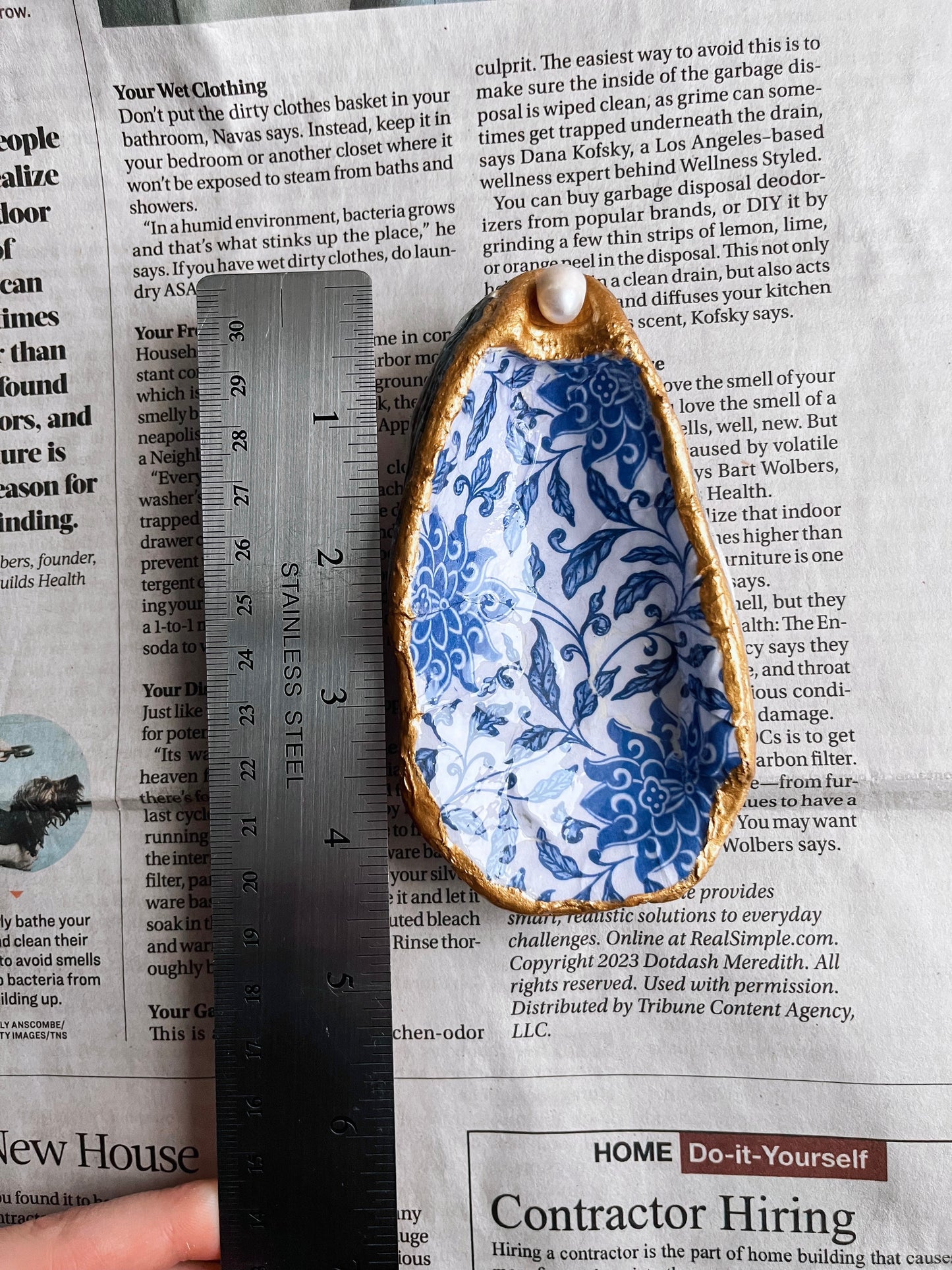 Handmade Decoupage Oyster Shell Trinket Tray | Jewelry Dish | Ring Dish