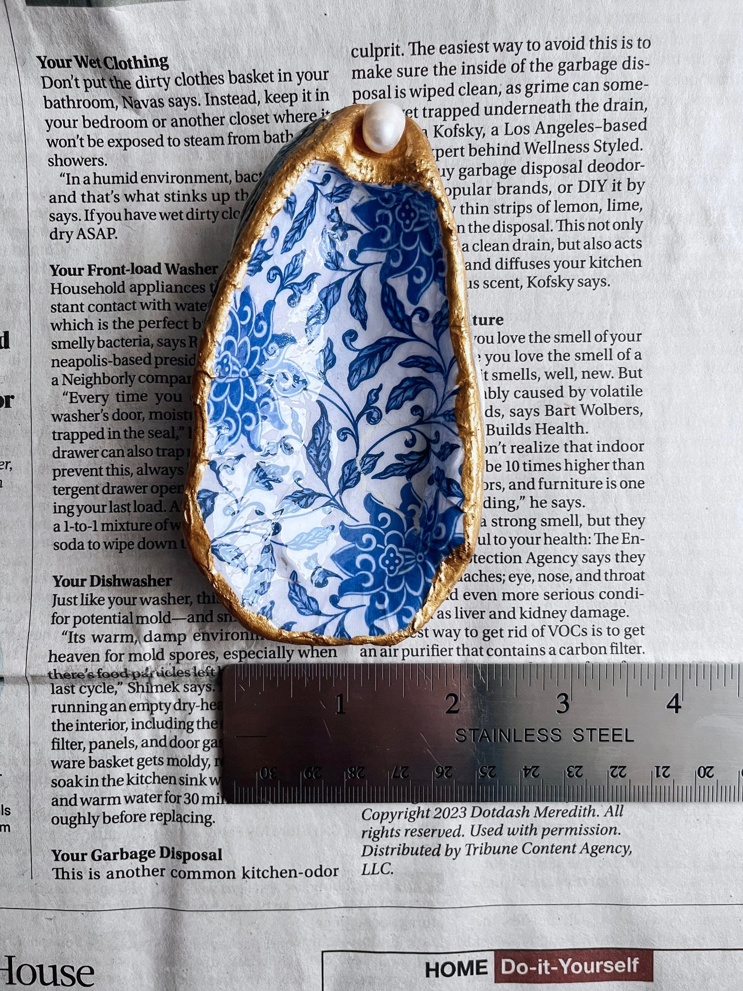 Handmade Decoupage Oyster Shell Trinket Tray | Jewelry Dish | Ring Dish