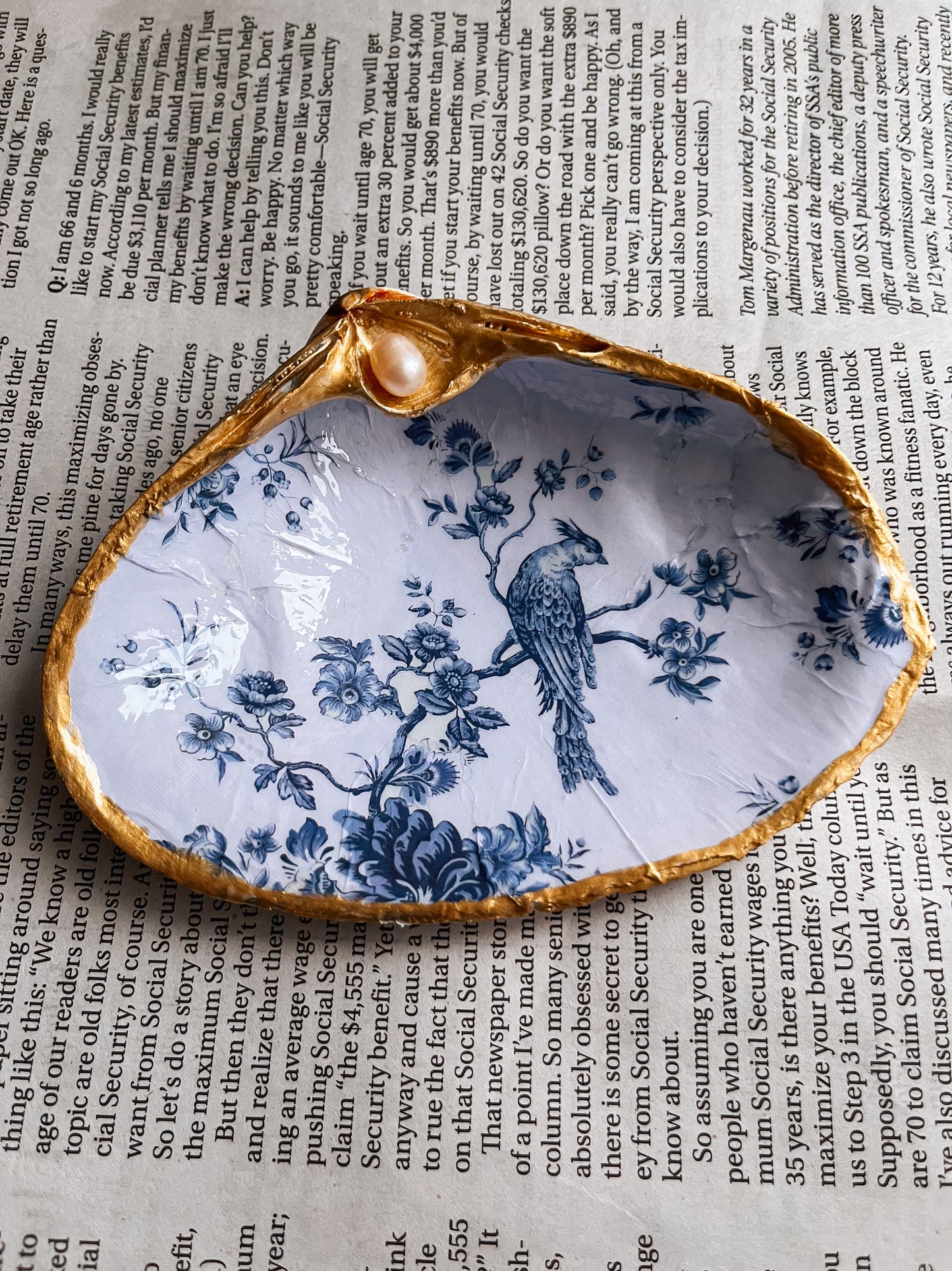 Handmade Decoupage Seashell Trinket Tray | Jewelry Dish | Ring Dish