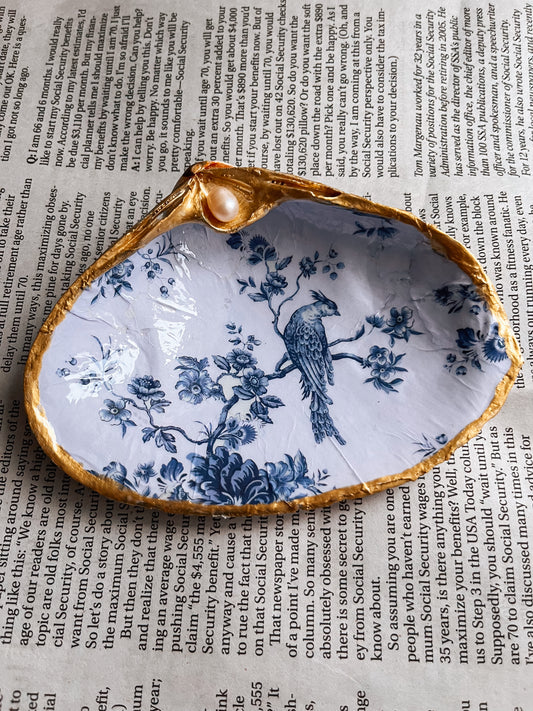 Handmade Decoupage Seashell Trinket Tray | Jewelry Dish | Ring Dish