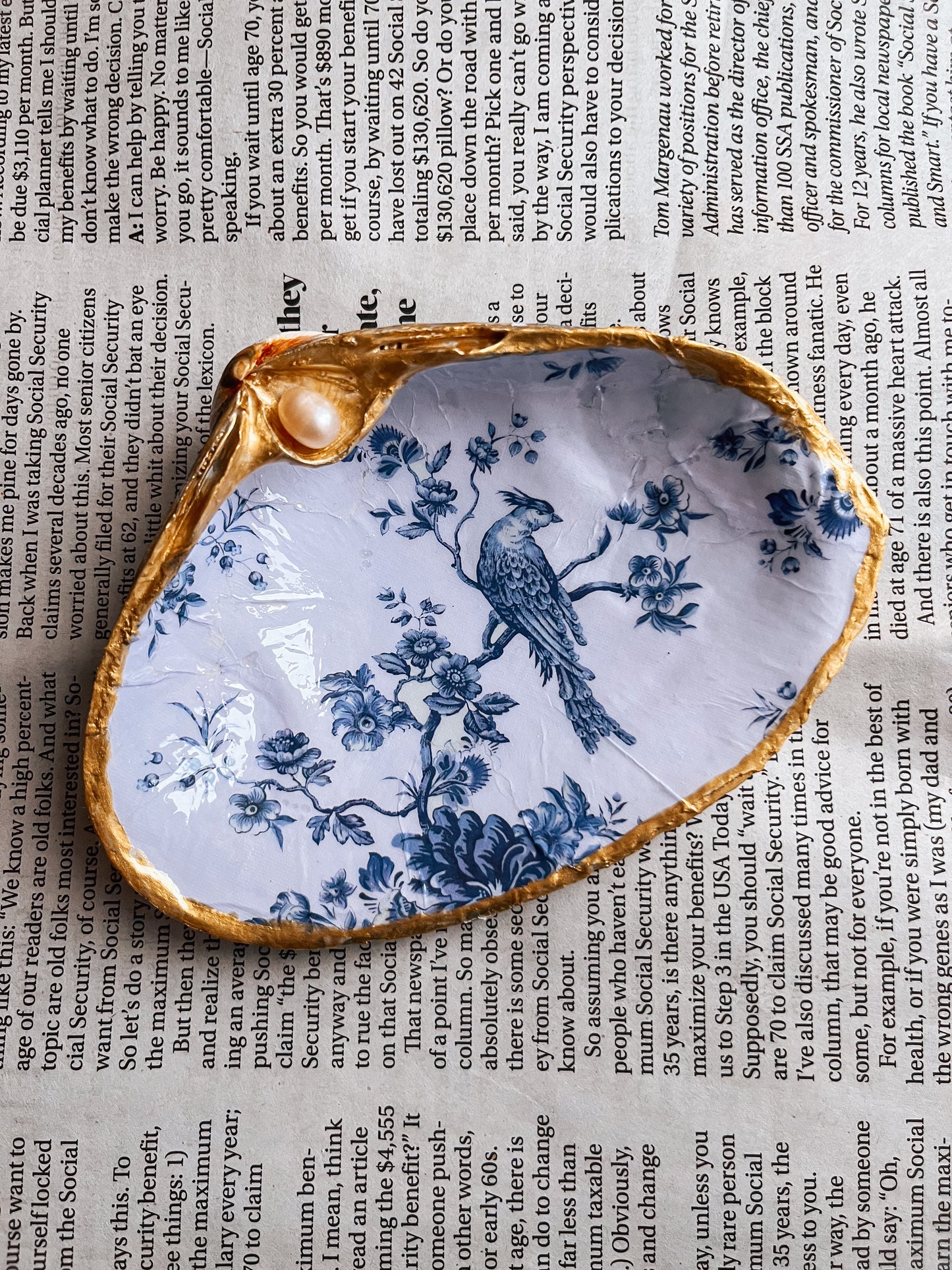 Handmade Decoupage Seashell Trinket Tray | Jewelry Dish | Ring Dish