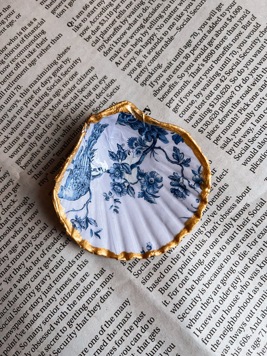 Handmade Decoupage Seashell Trinket Tray | Jewelry Dish | Ring Dish