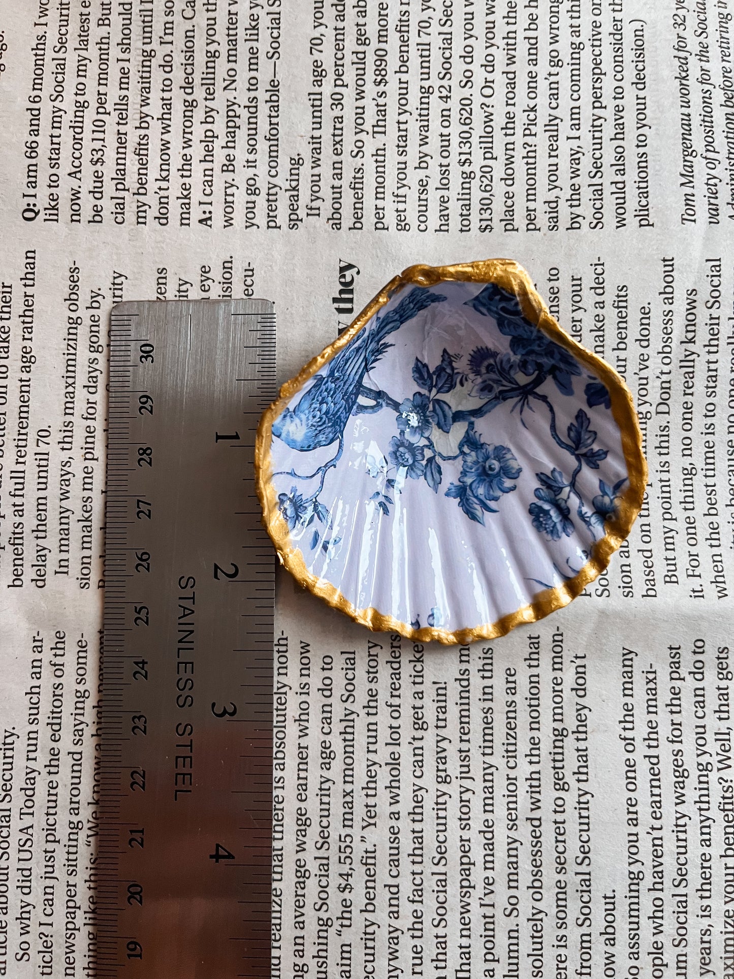 Handmade Decoupage Seashell Trinket Tray | Jewelry Dish | Ring Dish