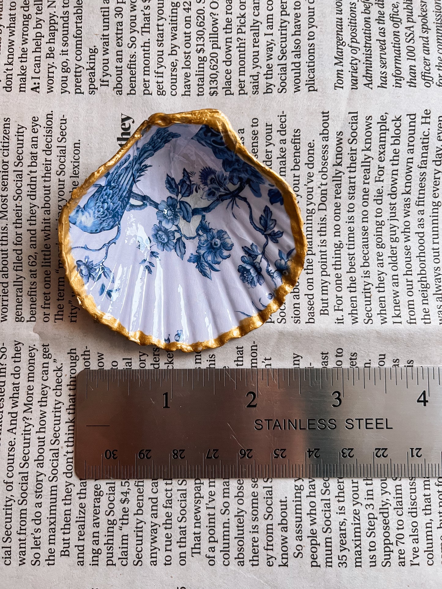 Handmade Decoupage Seashell Trinket Tray | Jewelry Dish | Ring Dish