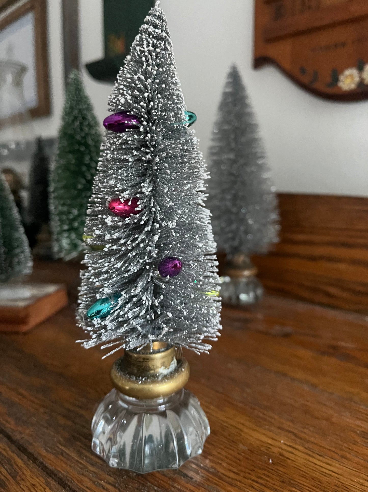 Christmas Tree with Vintage Metal Knob Base | Upcycled | Bottle Brush Tree | Handmade